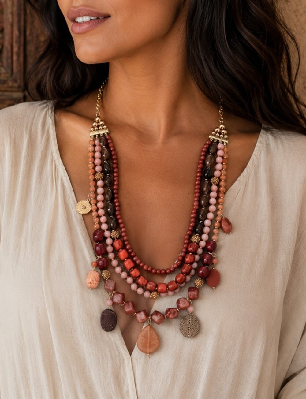 Chico's Agate Beaded Necklace